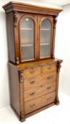 Victorian mahogany bookcase on cupboard