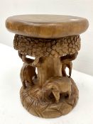 Eastern carved hardwood elephant stool