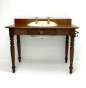 Victorian mahogany side table with inset basin and taps