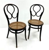 Pair ebonised bentwood style chairs