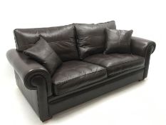 Duresta three seat sofa upholstered in chocolate brown leather