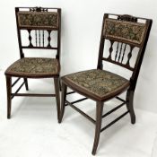 Pair Edwardian inlaid bedroom chairs