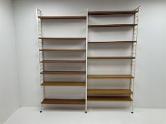 Laddarax two section white framed bookcase with fourteen shelves