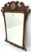 Chippendale style mahogany framed bevel edge mirror