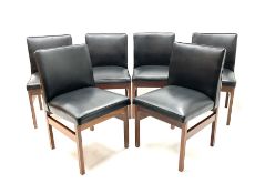 Set six mid 20th century rosewood chairs upholstered in black cover