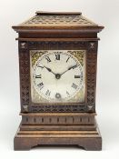 Early 20th century walnut cased mantel timepiece clock