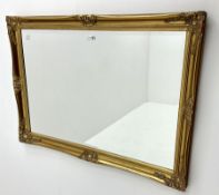 Rectangular gilt framed bevelled edge wall mirror