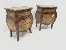 Pair French walnut commode bedside chests