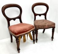 Pair Victorian mahogany balloon back dining chairs