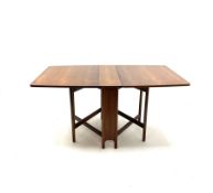 Mid 20th century narrow teak drop leaf table