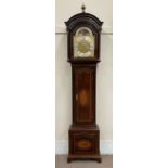 Late 18th century and later inlaid mahogany longcase clock