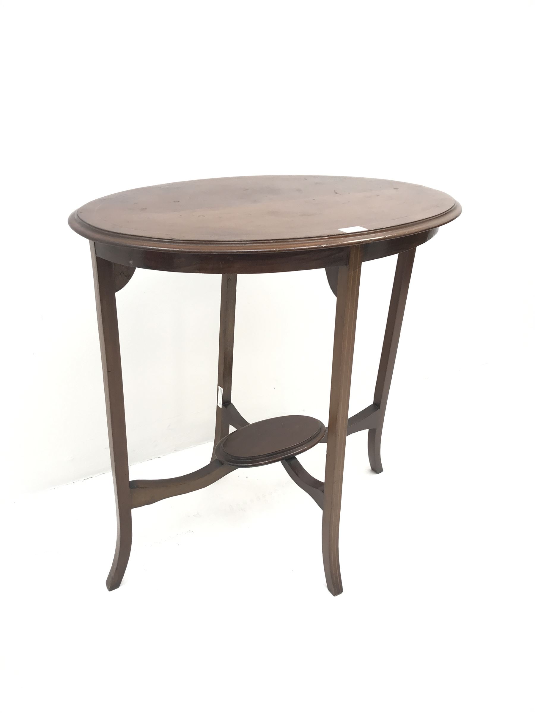 Edwardian inlaid mahogany oval occasional table
