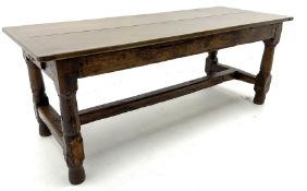 18th century and later oak refectory dining table end drawer