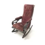 Victorian library style mahogany framed rocking chair