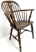 19th century elm low back Windsor armchair