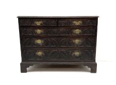 19th century heavily carved oak chest of drawers