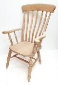 Farmhouse style beech slat back armchair