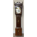 19th century mahogany longcase clock with painted decoration