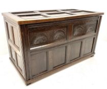 19th century large oak fielded panel crinoline chest