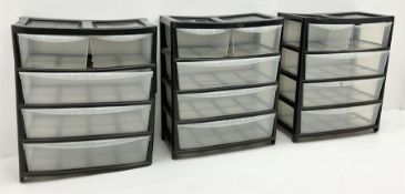 Three plastic chest storage units