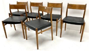 Heals set six teak framed dining chairs