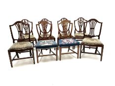 Set eight Hepplewhite style mahogany dining chairs