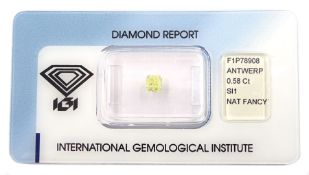 Certified loose fancy coloured cut cornered rectangular brilliant cut diamond