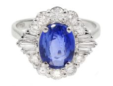 18ct white gold sapphire and diamond cluster ring