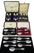 Set of six silver teaspoons and pair of sugar tongs