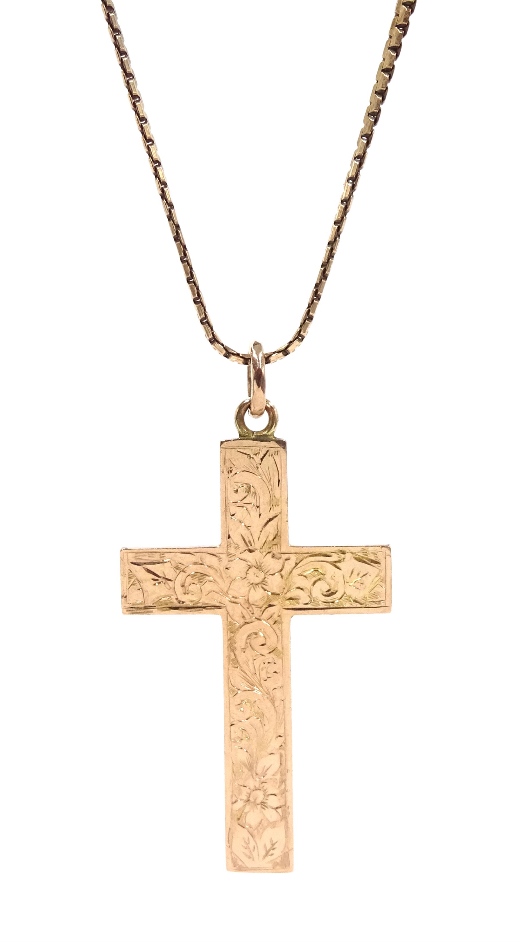 Early 20th century rose gold cross pendant