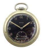 Nickle open face keyless lever pocket watch by Zenith