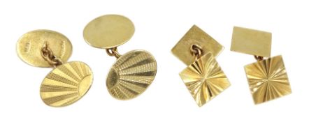 Two pairs of 9ct gold cufflinks