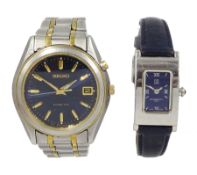 Seiko Kenetic gentleman's stainless steel bracelet wristwatch and a Givenchy ladies wristwatch