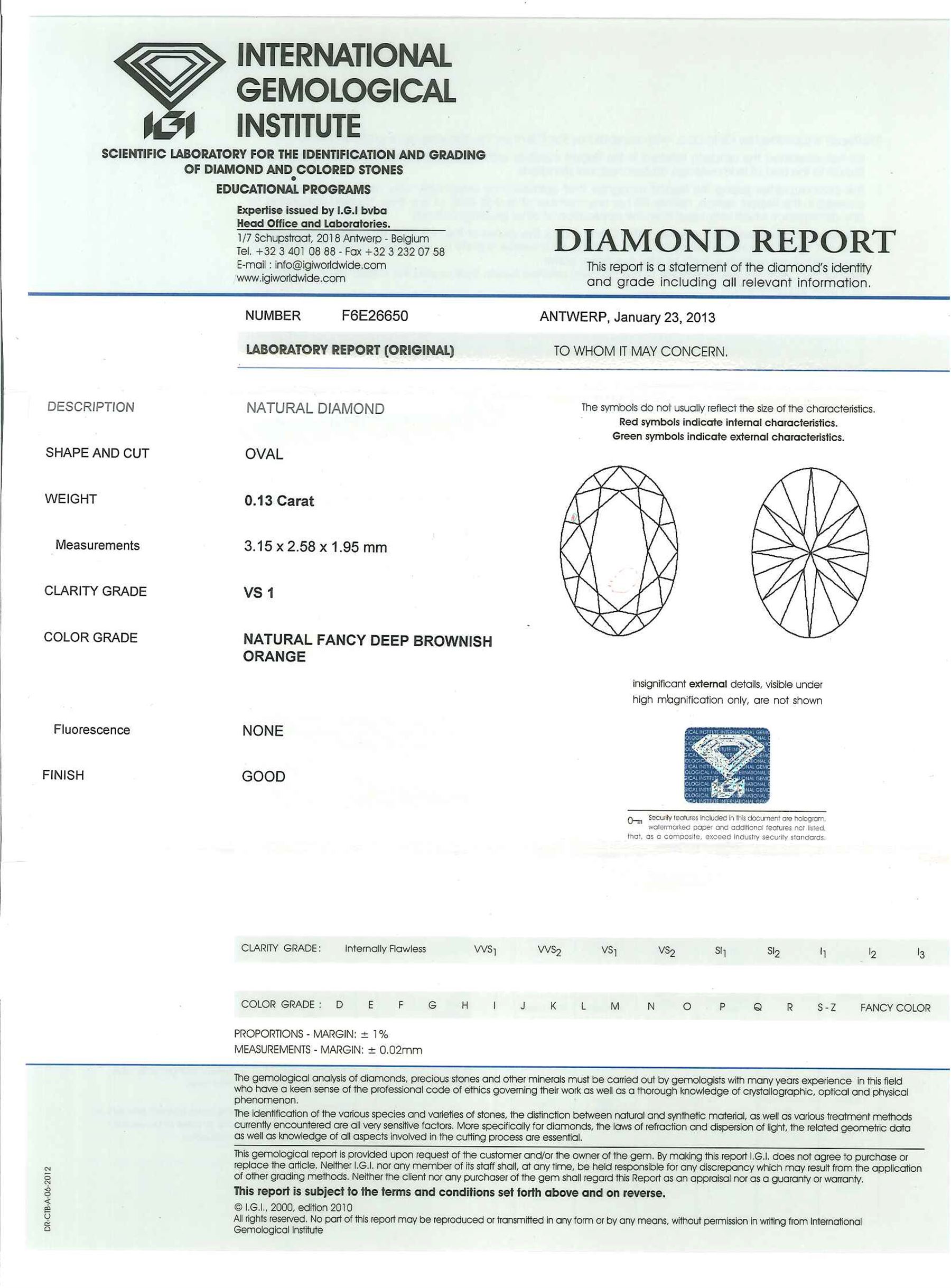 Two certified loose fancy coloured oval shaped diamonds - Image 6 of 6