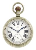 Nickle open face keyless lever pocket watch by Omega