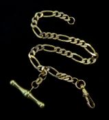 9ct gold link bracelet with T bar charm hallmarked