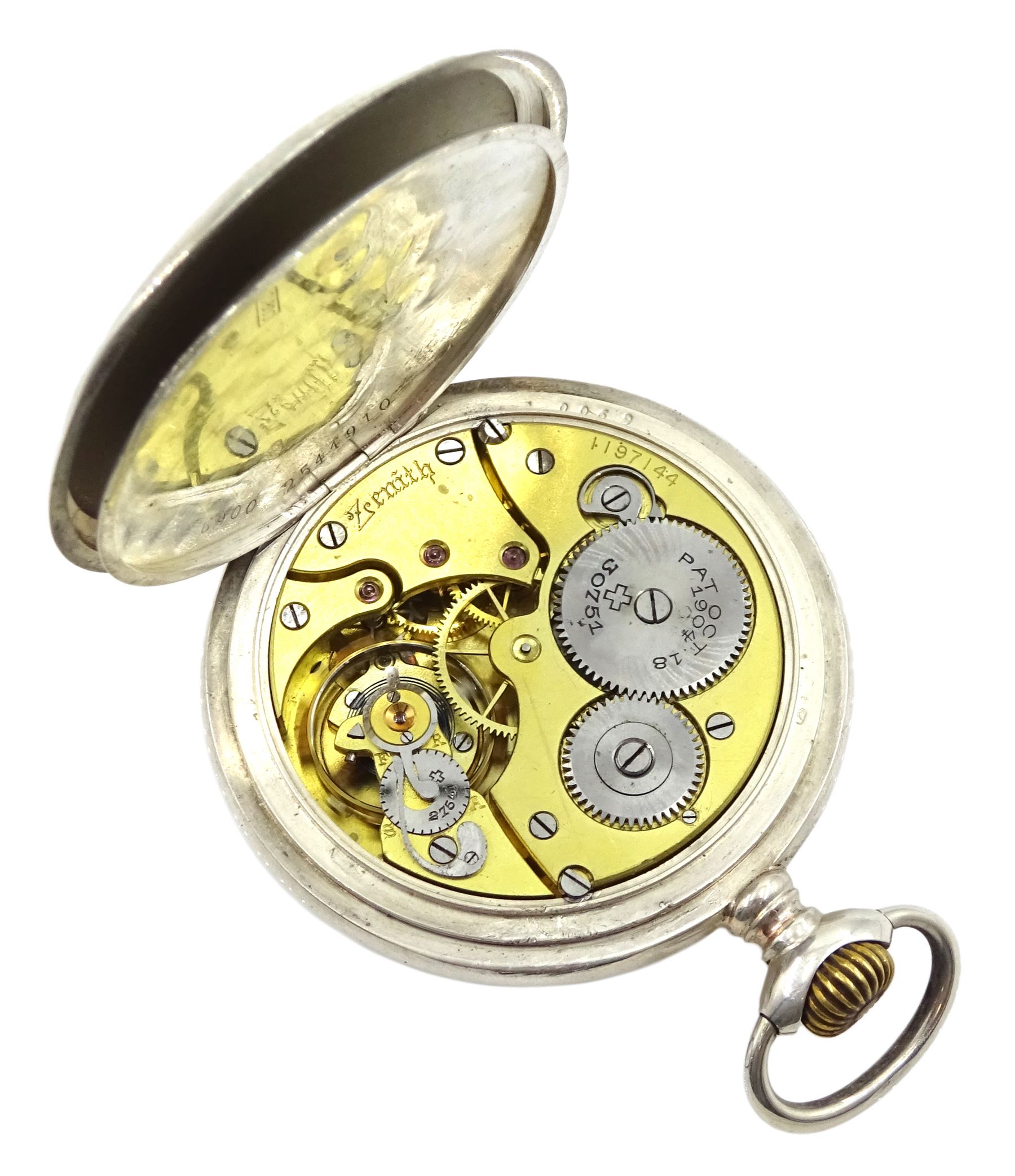 Silver open face keyless lever 15 rubies pocket watch by Zenith - Image 3 of 4