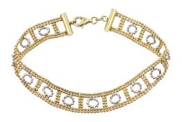 9ct gold white and yellow gold ball link bracelet hallmarked