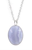 Silver blue lace agate pendant necklace