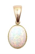 9ct gold oval opal pendant