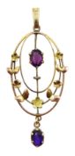 Edwardian 9ct gold amethyst pendant