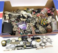 Victorian silver pocket watch and a large collection of costume jewellery and watches