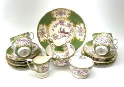 Mintons Green Cockatrice pattern tea wares