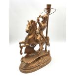 A table lamp modelled as a knight upon horseback