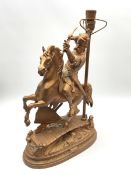 A table lamp modelled as a knight upon horseback