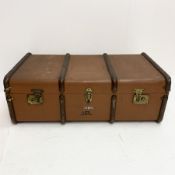 A Vintage ribbed travel trunk