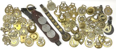 Various horse and rally brasses or plaques including some on leather straps