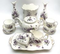 A group of Aynsley Wild Violet pattern china