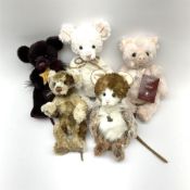 Five Charlie Bears - 'Peeps' CB175133B H29cm; 'Velvet' with star pendant CB185178; 'Penchant' with P