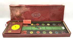 'Auto Gee' painted metal and stained wood horse racing game by Wells